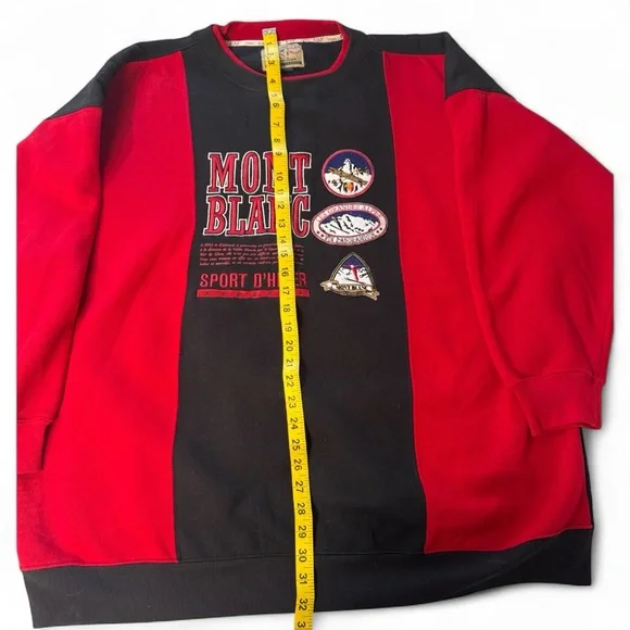 Vintage MONTBLANC Red and Black Men's Crewneck Sweater - Picture 4 of 8